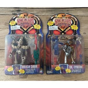 1994 Playmates Skeleton Warriors Barron Dark & Dr. Cyborg Action Figures Lot